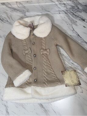 Rachel Zoe Beige and White Knit Coat for Kids
